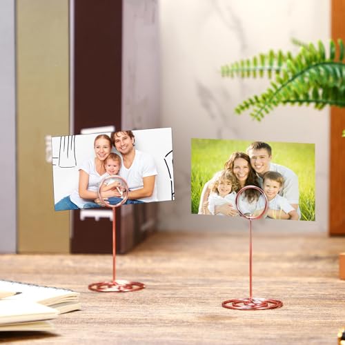 TecUnite 24 Pieces 3.35 Inch Table Number Holder Place Card Photo Holder Picture Name Menu Clips Memo Cards Stand for Wedding Reception Anniversary Birthday Party Centerpieces (Rose Gold) - color: Rose Gold