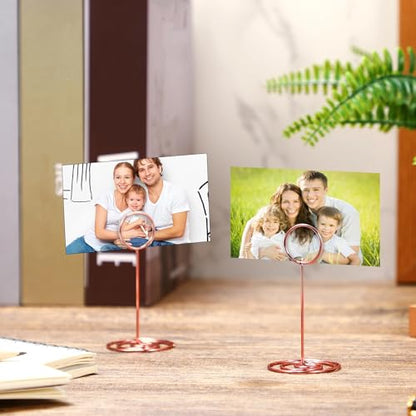 TecUnite 24 Pieces 3.35 Inch Table Number Holder Place Card Photo Holder Picture Name Menu Clips Memo Cards Stand for Wedding Reception Anniversary Birthday Party Centerpieces (Rose Gold) - color: Rose Gold