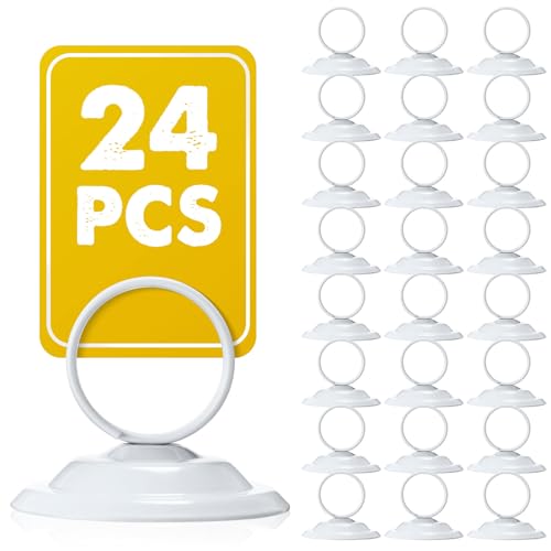 MotiMind 24 Pcs Table Number Holders-Metal Place Card Holders Table Number Stands Tabletop Sign Stands for Photos, Menu, Memo, Notes, Wedding, Restaurant, Banquet, Birthday(White) - color: White