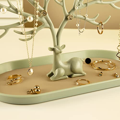 MORE&LESS Antlers Jewelry Display Stand,Tree Tower Rack Hanging Organizer for Ring Earrings Necklace Bracelet - color: A Matcha Green