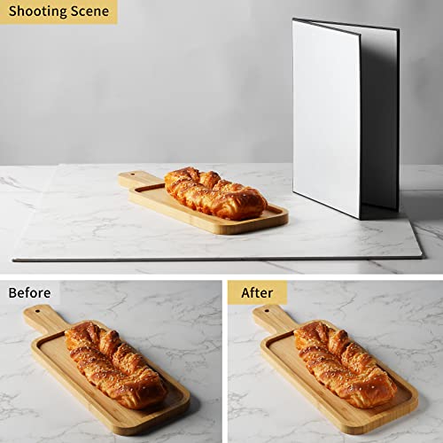Meking 12" x 8" Light Reflector, 3 in 1 Photography Reflector Cardboard, Folding Light Diffuser Board for Food and Product Photography Lighting- Black, Silver and White - size: 1Pcs A4 Black Silver White