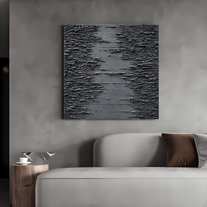 NANKAI Art Hand-Painted Thick Texture Black Canvas Art 24x24 inch Abstract Oil Home Wall Art Deco Painting - color: Nkhb294