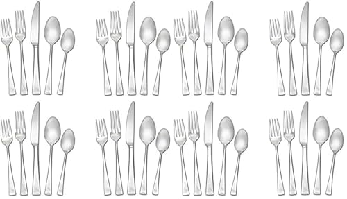 Mikasa Lucia 20 Piece Flatware Set, 18/10 Stainless Steel Silverware, Service for 4, Modern Design, Rust Resistant, Dishwasher Safe (Pack of 2) - size: 20-Piece Flatware Set, Service for 4 (Pack of 2), style: Lucia