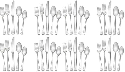 Mikasa Lucia 20 Piece Flatware Set, 18/10 Stainless Steel Silverware, Service for 4, Modern Design, Rust Resistant, Dishwasher Safe (Pack of 2) - size: 20-Piece Flatware Set, Service for 4 (Pack of 2), style: Lucia