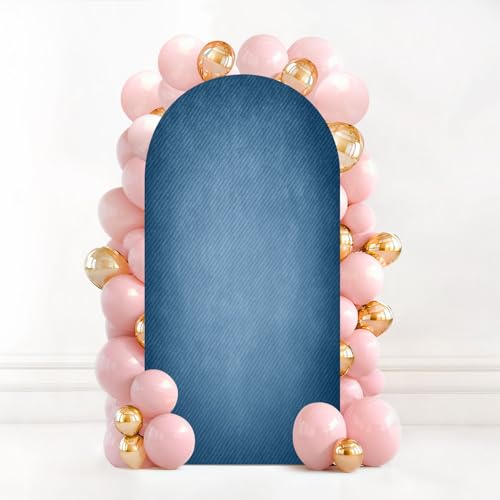 6.6FT Wedding Arch Backdrop Cover Blue Jeans Fabric Texture Spandex Fitted Fabric Round Top Stretchy Stand Covers for Baby Shower Birthday Party Decoration - color: Color8, size: 6.6x3.3 FT