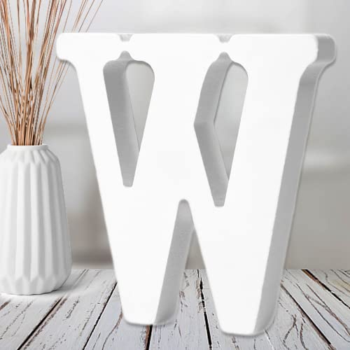 AOCEAN 6 Inch White Wood Letters - Unfinished Wood Letters for Wall Christmas Decor Standing Letters Slices Sign Board Decoration for Xmas Home Party Projects (W) - style: W