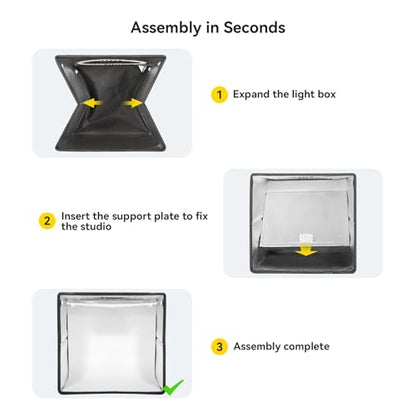 Photo Studio Light Box Photography, 12"x12"x12" Professional Dimmable Shooting Tent Kit with 120 LED Lights (CRI＞90), 6 Color Backdrops & 1 Diffuser for Jewelry and Small Items Product