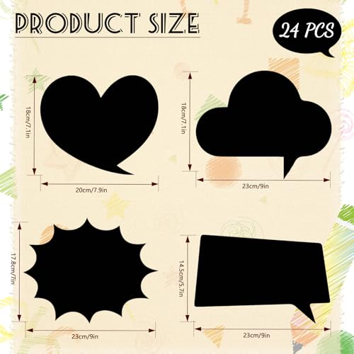 Konsait 24 PCS Large Blank Photo Booth Props, Writable Chalkboard Black Cards Make Your Own Photo Props Wedding Photo Booth Props Birthday DIY Photo Booth Picture Props