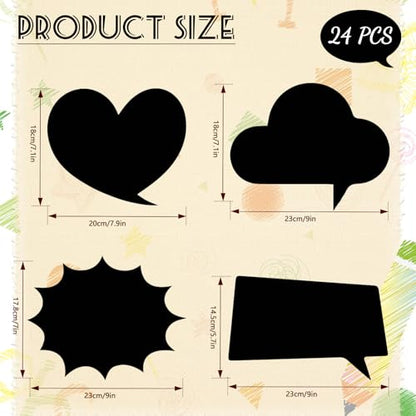 Konsait 24 PCS Large Blank Photo Booth Props, Writable Chalkboard Black Cards Make Your Own Photo Props Wedding Photo Booth Props Birthday DIY Photo Booth Picture Props
