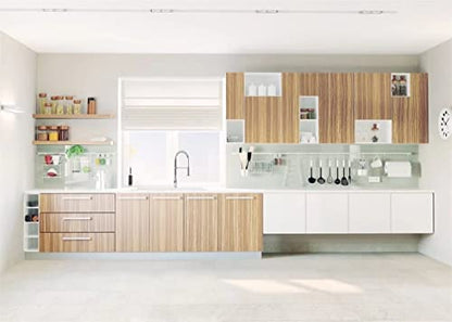 BELECO 8x6ft Fabric Modern Kitchen Backdrop Cooking Baking Background Wall Cabinet Cupboard Kitchenware Window Background Selfie Photoshoot Online Teaching Video YouTube Studio Photography Props