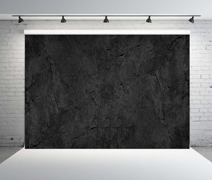BELECO 15x10ft Fabric Abstract Black Wall Backdrop Dark Concrete Wall Rock Texture Background for Party Decorations Banner Photo Booth Shoot Studio Props - size: 15x10FT