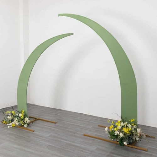 Efavormart 2 Pack Sage Green Spandex Half Crescent Moon Arch Covers, Double-Sided Fabric Backdrop Sleeves for 6.5ft and 8ft Curved Stand Decor - color: Sage Green, size: Cover Set - 6.5ft & 8ft