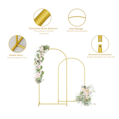 UDEAR Metal Arch Backdrop Stand Set of 2(7.2FT,6.0FT),Arch Kit for Weddings,Parties,Events,Climbing Plants,Baby Shower Photo Backdrops,Gold - color: Gold, size: 7.2FT,6.0FT