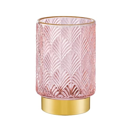 Makeup Brush Holder Organizer,Toothbrush Holders,Desk Pen Pencil Holder,Multifunctional Vintage Glass Brush Cup（A42-10-US） - color: Pink