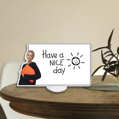 Personalized Acrylic Message Board with Custom Photo, Cartoon Style Option, Clear Dry Erase Writing Board for Desk Home Office Decor, Reusable Custom Gift