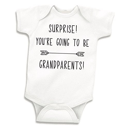 Bump and Beyond Designs Surprise Pregnancy Announcement Grandparents Newborn Bodysuit - color: White, size: 0-3 Months