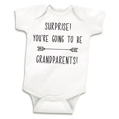 Bump and Beyond Designs Surprise Pregnancy Announcement Grandparents Newborn Bodysuit - color: White, size: 0-3 Months