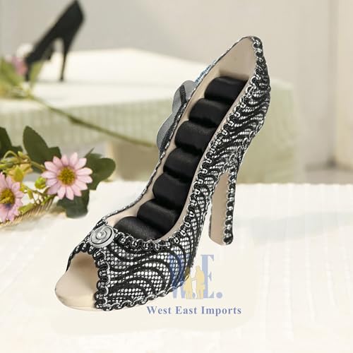Ring Holder High Heel Shoe Design Fashion Jewelry Organizer Display Birtyday Gift (Black/sil) - color: Black/sil