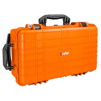 Eylar 22" Carry-On Travel Roller Gear, Camera, Drones, Tools, Equipment Hard Case Waterproof with Foam (Orange) - color: Orange