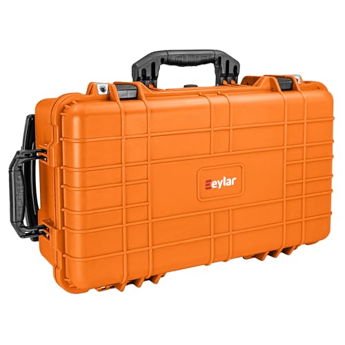 Eylar 22" Carry-On Travel Roller Gear, Camera, Drones, Tools, Equipment Hard Case Waterproof with Foam (Orange) - color: Orange