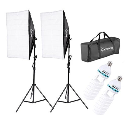 Photography Softbox Lighting Kit, YouTube Starter Kit, Photo Equipment Soft Studio Light with Light Stands and Convenient Carry Bag (with 2 softbox Light)