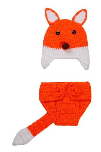 Matissa Newborn Baby Girl/Boy Crochet Knit Costume Photography Prop Hats Outfits - color: Fox