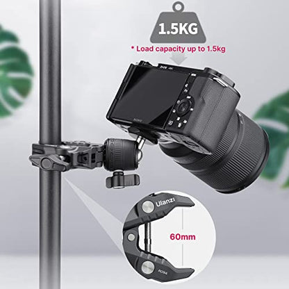 ULANZI R099 Super Clamp Camera Mount with 360° Ballhead for Bike/Bicycle/Motorcycle Handlebar Pole Tripod Tube Crossbar Gimbal Rods Mount for Insta360/GoPro/AKASO/DJI/Phone/DSLR/Light/Monitor - style: R099
