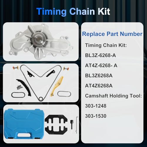 3.5 Timing Chain Kit with Water Pump with Camshaft Holding Tool Kit Fit For Ford Edge Explorer Flex Taurus Mustang 3.5L 3.7L V6 2011-2019 Replace BL3Z-6268-A 303-1248