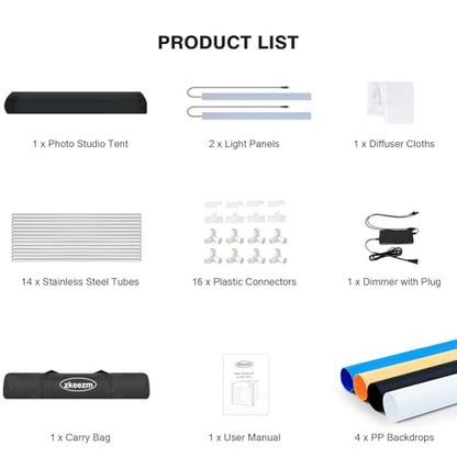 Photo Studio Light Box Photography 32"x32" with 100 LED and 4 Colors Backdrops Photo Box with Lights, Foldable Picture Box for Product Photography with 6500K Brightness - size: 32 Inches With 6500k