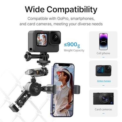 jusmo CM010 Cell Phone Fence Mount Game Changer Mounting Kit for GoPro, iPhone, AKASO, DJI Osmo Action, Insta360, Mevo Start for Recording Baseball Softball Tennis Gamechanger Streaming Kit - style: CM010