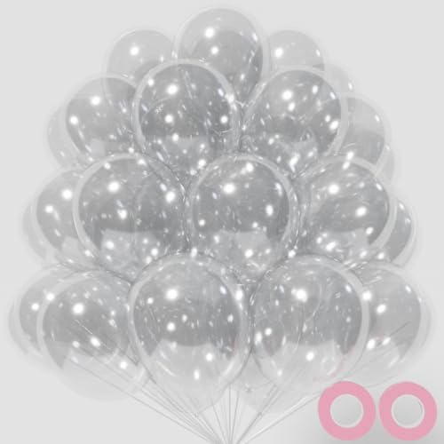 Clear Balloon 12 Inch, 110pcs Latex Party Balloons Helium Bright Color for Birthday Baby Shower Wedding Party Supplies Arch Garland Decoration - color: B13-clear, size: 12inch (Normal)