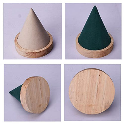 Teensery 1 Piece Wooden Cone Shaped Bracelet Display Holder Wood Bangle Watch Anklet Stand for Home Exhibition Retail Stores (Beige)