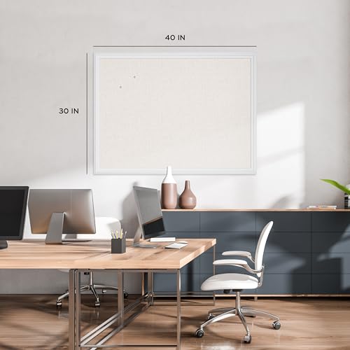 U Brands Farmhouse Linen Bulletin Board, 40" x 30", White Wood Style Frame, Industrial Grade Pinning Surface - style: 40"x30" Natural Linen