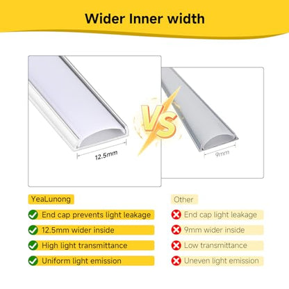 10-Pack Bendable LED Channel, 3.3ft/1M Flexible Aluminum LED Strip Channel with Frosted White Diffuser Cover, Recessed Mount LED Light Track for 12.5mm Wide Tape Light, Curved Wall, Ceiling, Cabinet - color: Silver Aluminum + White Cover, size: 3.3FT/10P/