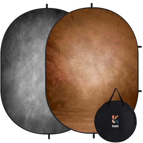 Kate Collapsible Backdrop Pop Up Photo Backdrops Grey Brown Portable Background for Portrait Photography, for Video Conference, for Live Stream, 5x6.5ft - color: CB04