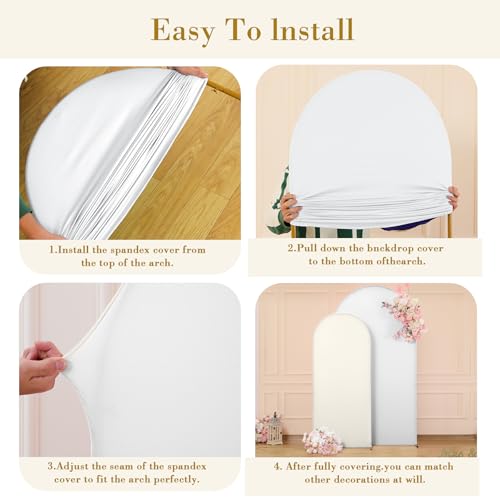 White Beige Arch Cover 6ft Spandex Wedding Arch Backdrop Cover for Baby in Bloom Birthday Party Bridal Shower Balloon Arch Stand Cover Party Photo Arch Covers Stretchy Backdrop Background - color: White Beige, size: 6FT