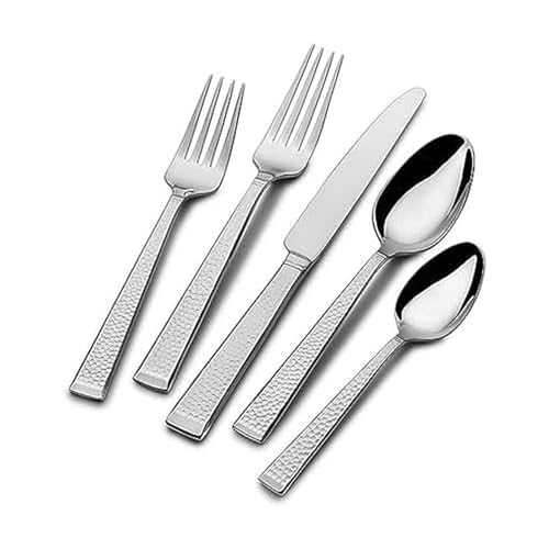 Mikasa Kyler Flatware Set for 12, 65 Piece 18/10 Stainless Steel Silverware with Modern Design and Serving Utensils, Durable, Stylish Dinnerware Service - size: 65 Piece Set, style: Kyler