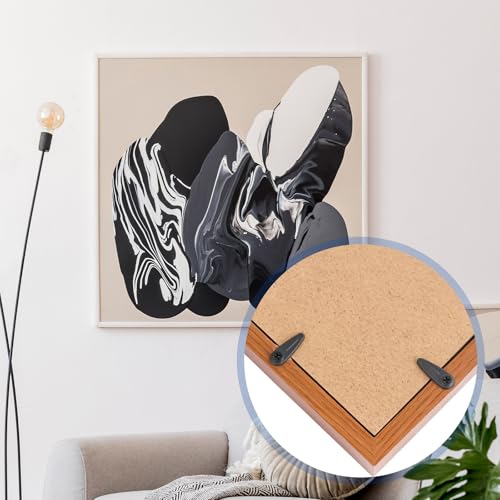 Picture Frame Backing Clips with Screws,100 Sets Black Durable Plastic Turn Button Backing Fasteners for Canvas Art,Shadow Box,Hanging Photos,Pictures Framing Supplies (A-Black)