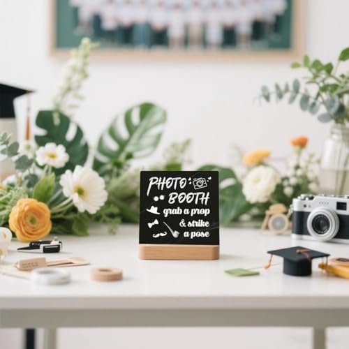 Photo Booth Sign Desk Decor for Wedding Photobooth Props Funny Birthday Party Graduation Table Desktop Decorations - color: Flower08