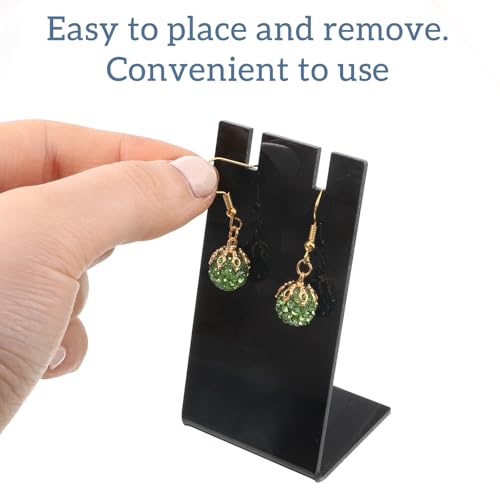 6Pcs Earring Display Stands Earring Holder Organizer for Vendors Single Earring-Card-Display Stand L-Shape Acrylic Dangle Earrings Jewelry Display for Vendors Home 1.4x1.8x3.35 Inch (3 Black 3 Clear)