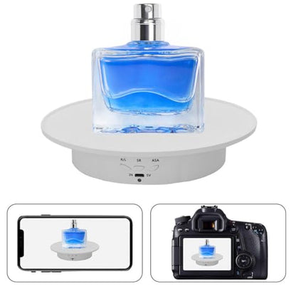 JAYEGT Motorized Rotating Display Stand, 7.87inch /17.6lbs Load, 360 Degree Electric Rotating Turntable for Photography Products, Jewelry, 3D Model ,with 5 Colors Backgrounds -- White - color: White