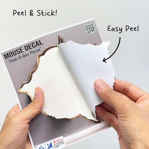 GRITKULTURE Removable Peek A Boo Mouse in Mouse Hole Decal Sticker 5.1inch 2 Pack. Mouse Hole in The Wall Sticker with 3D Effect. Wall Decoration, Funny Gift, Potty Training, Prank (#6)