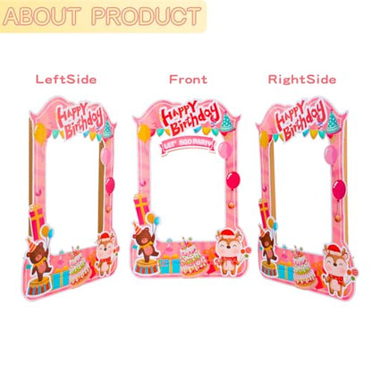 EARTHSON 6 Ft x 4 Ft Happy Birthday Photo Booth Box Photo Cutout Stand in Life-Size Cardboard Frame Prop for Birthday Party Supplies
