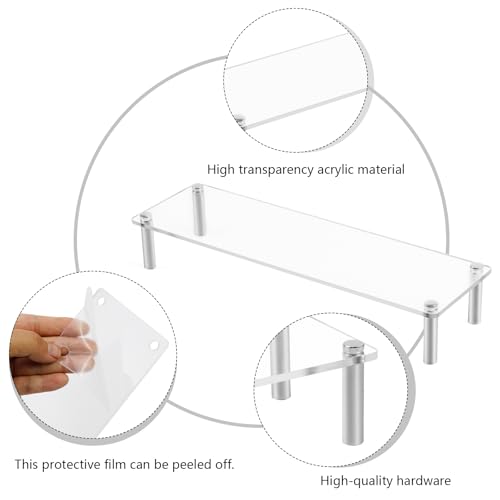 MY MIRONEY 2PCS Acrylic Display Stands Clear Display Shelf Cupcake Display Riser Makeup Holder for Decoration and Organizer(11.81" x 3.54" x 1.97") - size: 11.81" x 3.54" x 1.97"