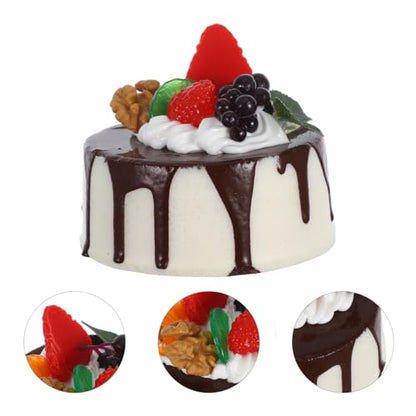 Amosfun Fake Birthday Cake Artificial Fruit Cake Bakery Shop Cake Display Model Party Decoration Coffee