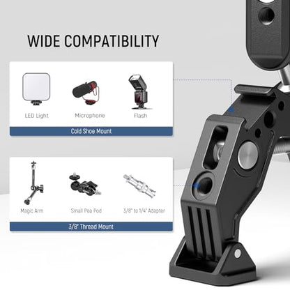 Neewer Double Super Clamp Camera Mount with Magic Arm, Cold Shoes for Desk Studio Light Stand Holder Photography Reflector, Flag, Cross Bars, Motorcycle, Umbrella, Pole Stick Shoot Accessories Tools - style: UA036