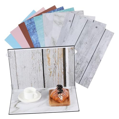 TEHAUX 15pcs Photo Backdrop Board Set for Product Photography, Small Object Flat Lay Backgrounds with Carry Bag and Clips, Food and Jewelry Shooting Accessories Kit for Studio Use