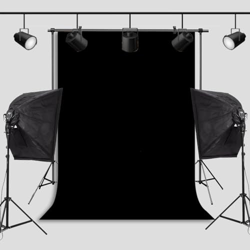 Black Backdrop，Virtual Black Background Sheet，Fabric Wrinkle Resistance Photo Background for Photo Studio Shooting Props，6x9FT - color: Black, size: 6x9ft