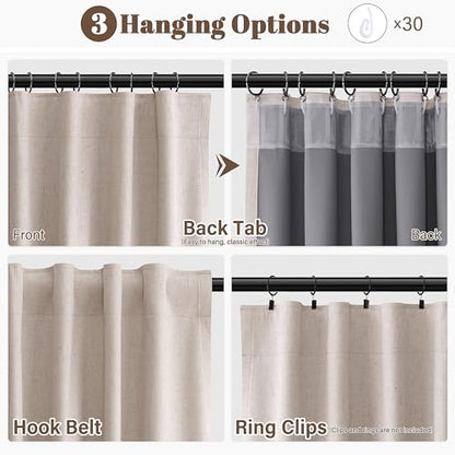 Guken Champagne Linen 100% Blackout Curtains 90 Inch Length for Bedroom 2 Panels Set Hook Belt Back Tab Modern Light Blocking Black Out Thermal Insulated Room Divider Privacy Drapes Dining Room 52x90 - color: Champagne, size: 52"W x 90"L (Pack of 2)