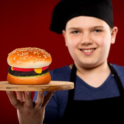 Didiseaon Artificial Pu Hamburger Model 3.14X2.75X2.75In Realistic Fake Burger Decor for Home Kitchen Display Photography Prop Bakery Ornament